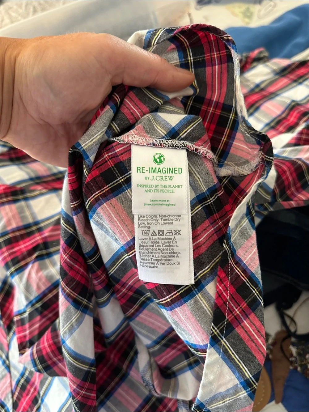Plaid Ruffle-Neck Long-Sleeve Top - Picture 5 of 6